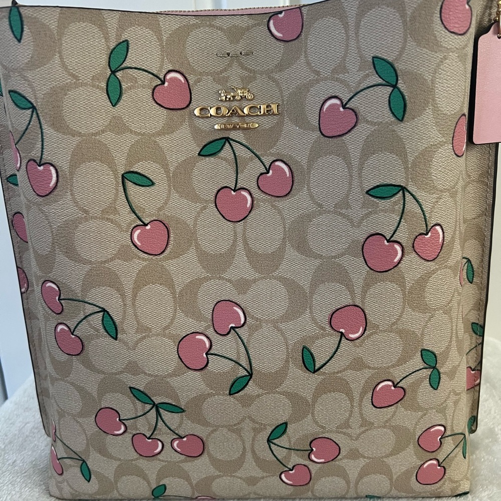 Coach Tan Cherry Print Mollie Women's Bag